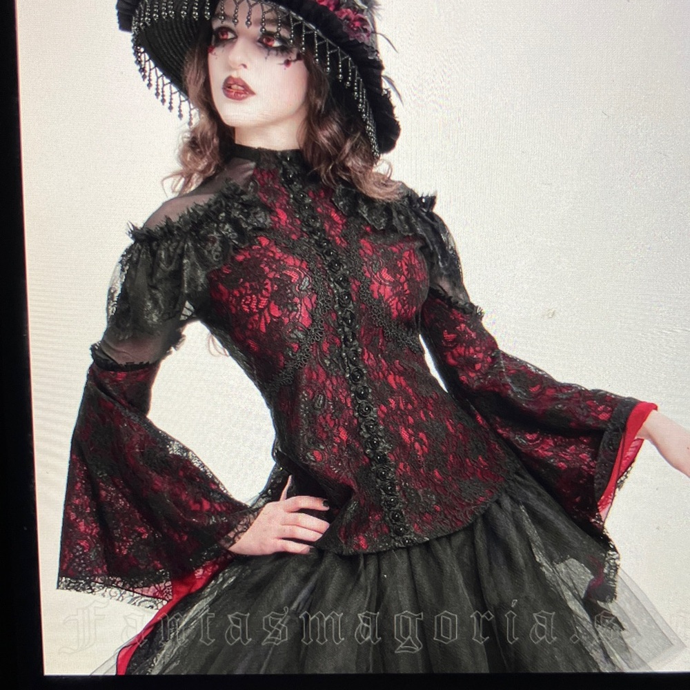 MOURNING MUSE black red lace shirt NWT